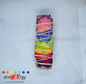 7 Chakras- White Sage/Rose Petals Smudge Stick